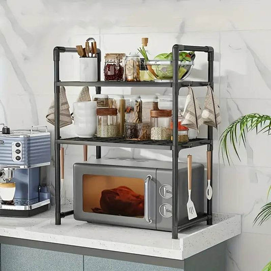 Kitchen Countertop Storage Rack | Heavy-Duty Adjustable Microwave Organizer Stand - Trendhub Pakistan