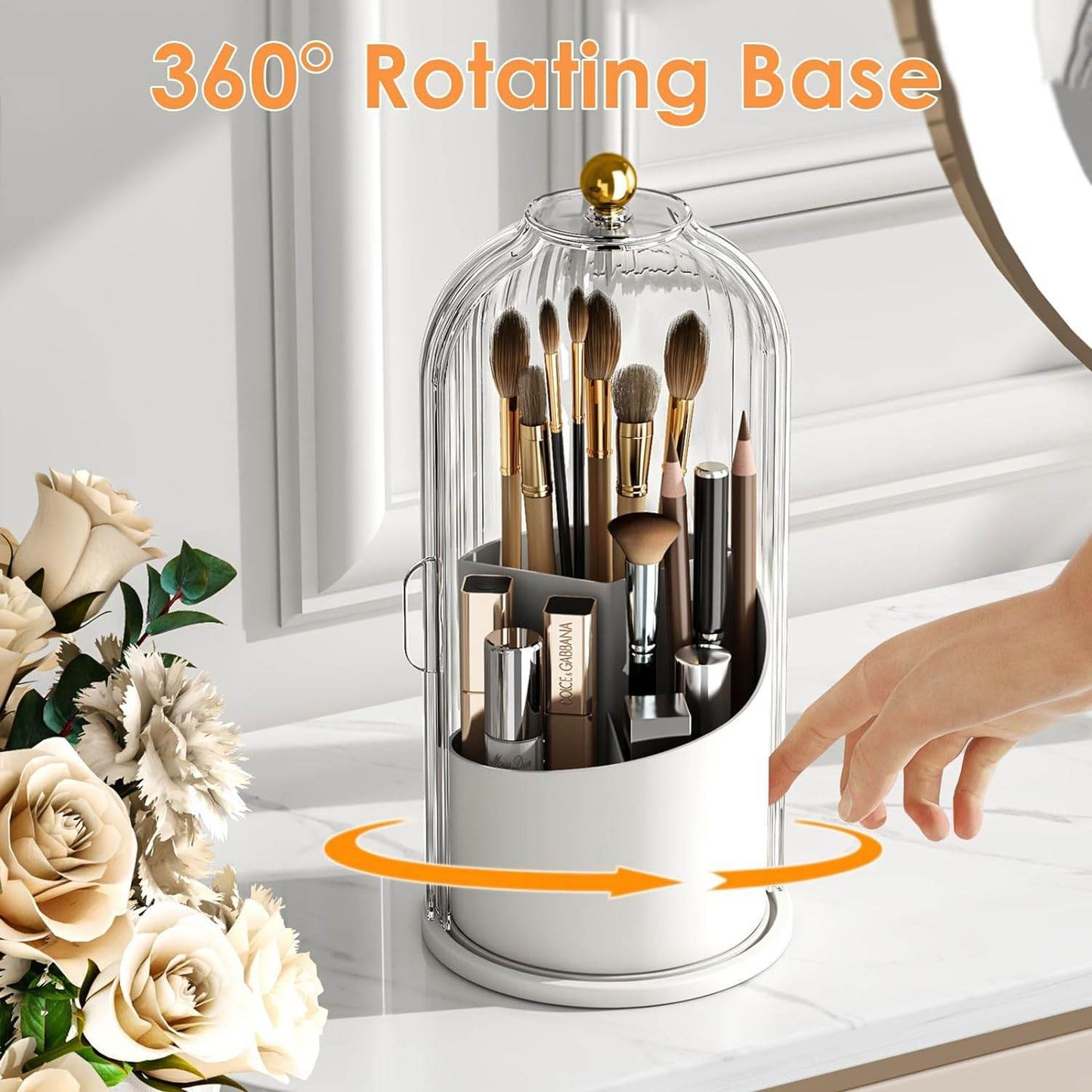 Dustproof makeup brush holder for vanity and bathroom