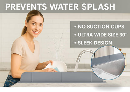 Extra-wide sink splash protector preventing water splashes