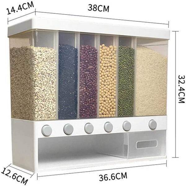 Wall-Mounted Rotating Rice/Cereal Dispenser - 6 Portions - CRIMARA
