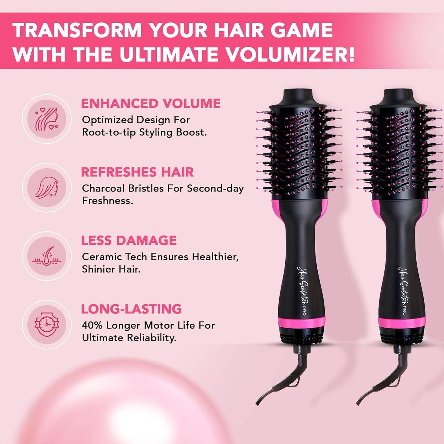 Frizz-Free Hair Dryer Brush with Adjustable Heat Settings