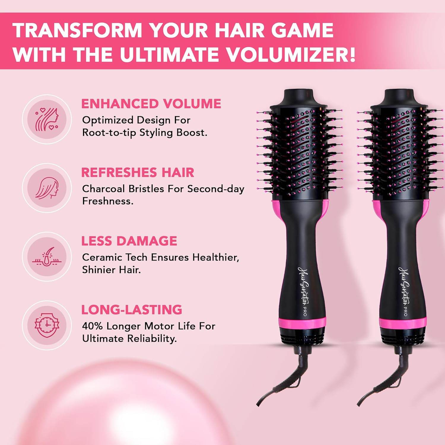 Frizz-Free Hair Dryer Brush with Adjustable Heat Settings