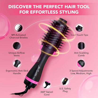 Hot Air Brush Straightener and Curler for Women