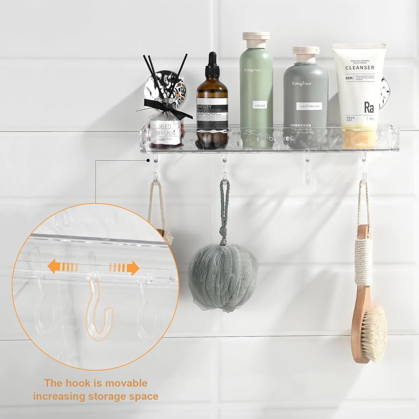 Kitchen wall suction storage rack clear organizer