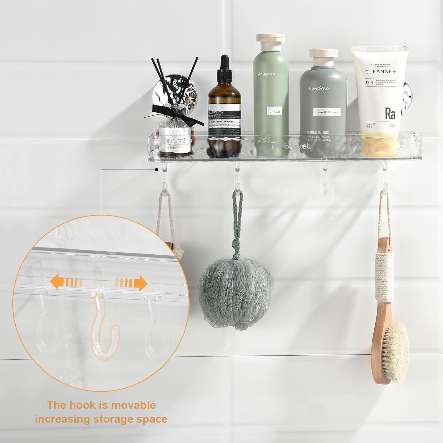 Kitchen wall suction storage rack clear organizer