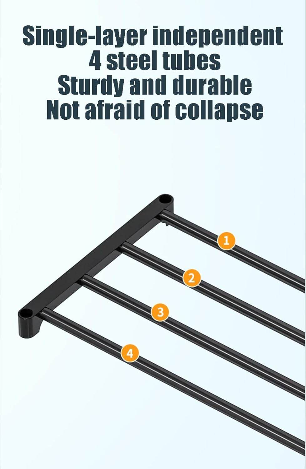 Tall space-saving shoe storage cabinet with 8 hooks for coats and bags