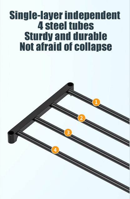 Tall space-saving shoe storage cabinet with 8 hooks for coats and bags