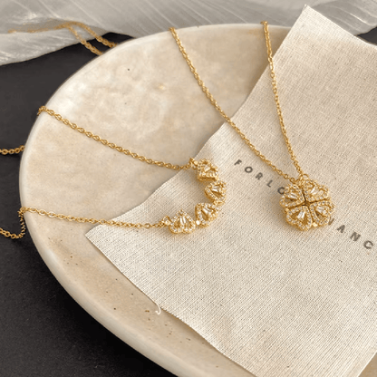 Retro Magnetic Folding Heart - Shaped Four - Leaf Clover Pendant - CRIMARA