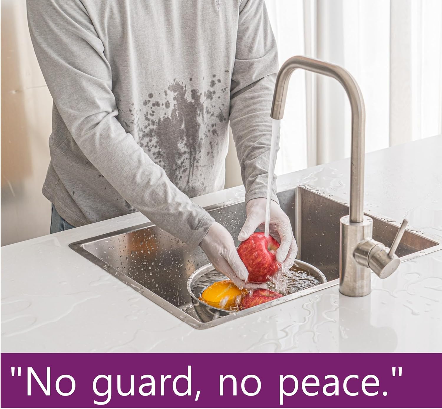 Non-slip kitchen sink splash guard without suction cups