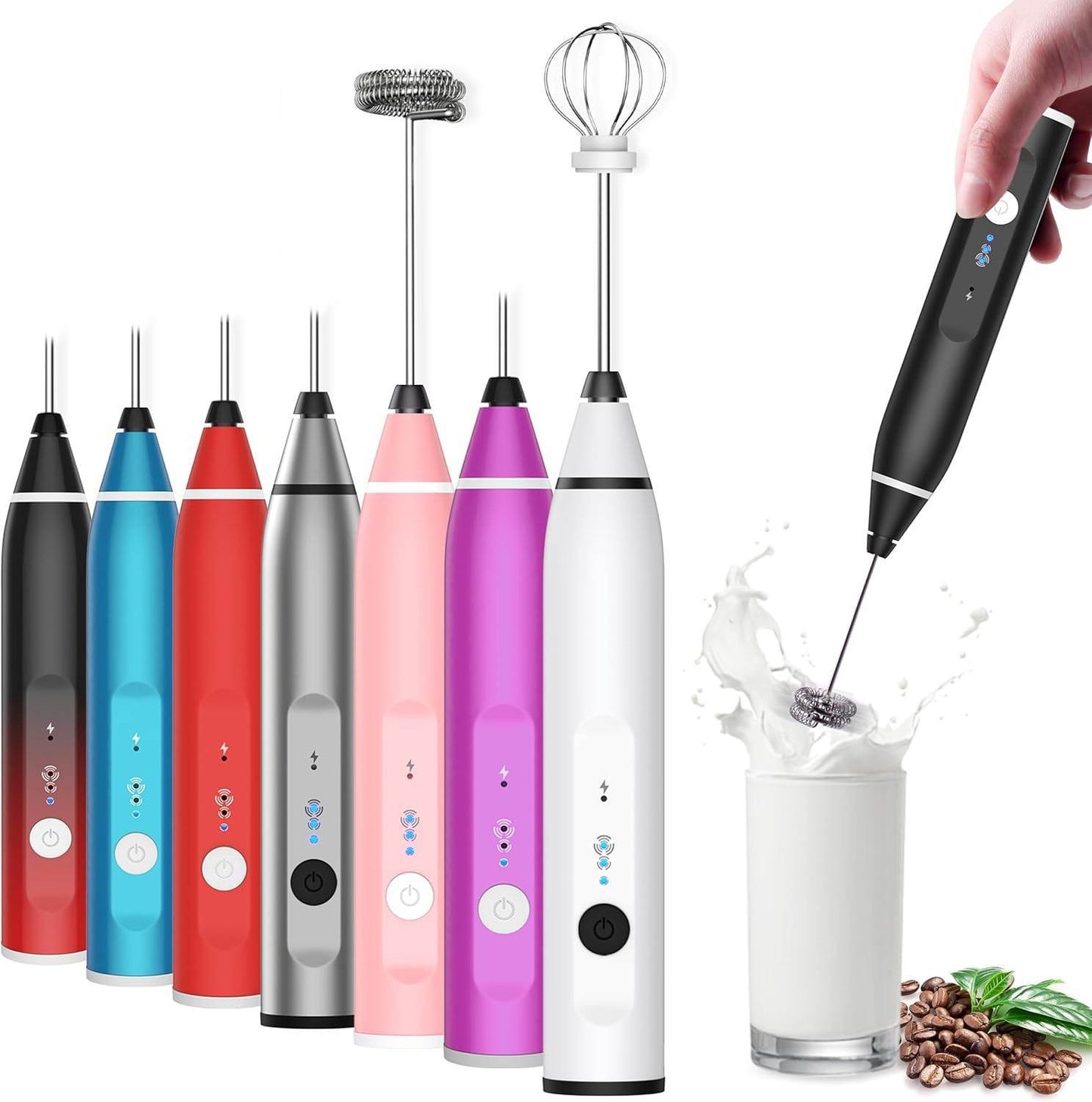 2-in-1 Rechargeable Electric Milk Frother & Coffee Whisk - Trendhub Pakistan
