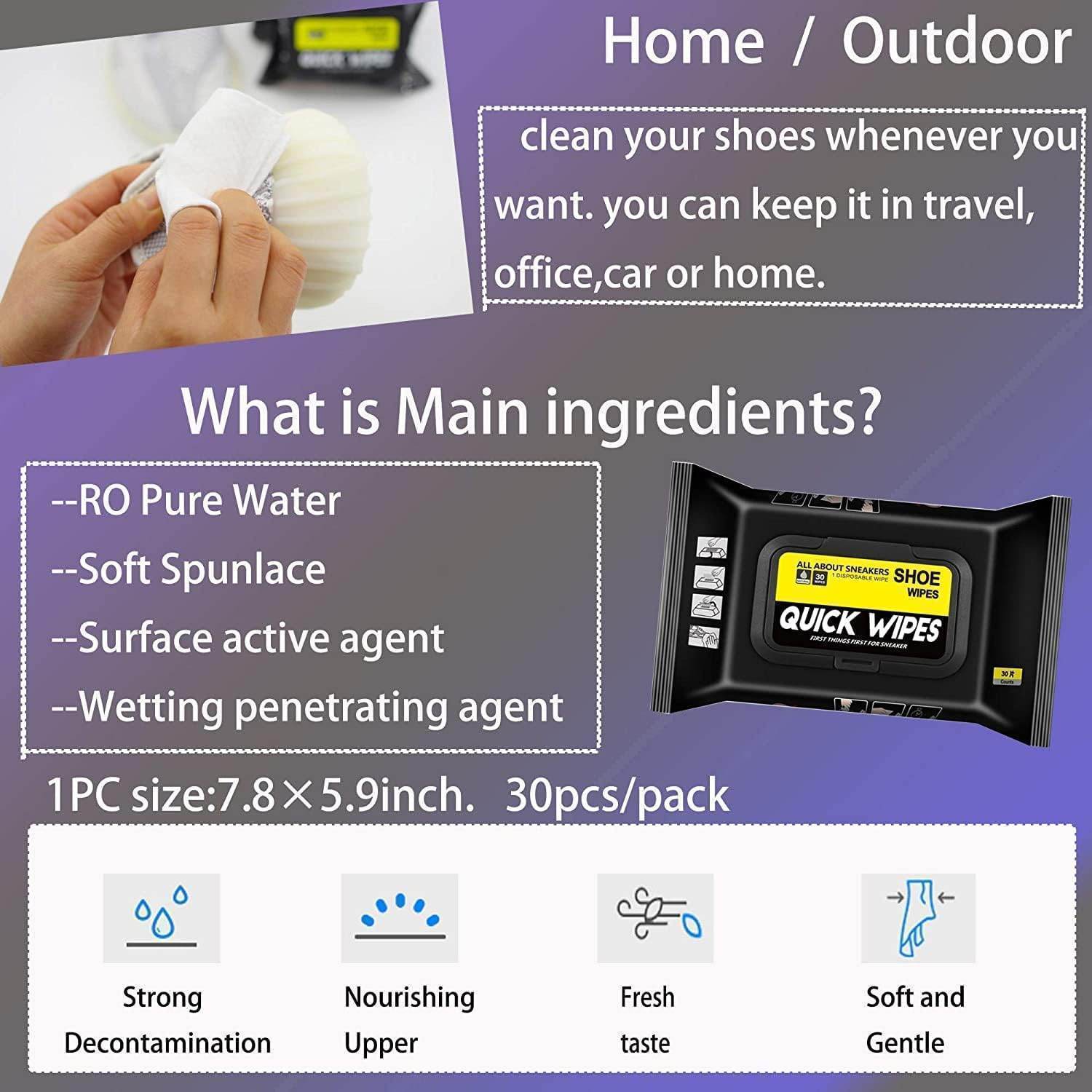 Shoe wipes removing dirt and stains quickly