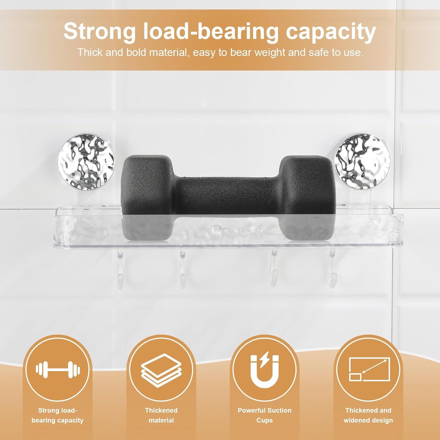 Strong load-bearing suction rack on smooth tile wall