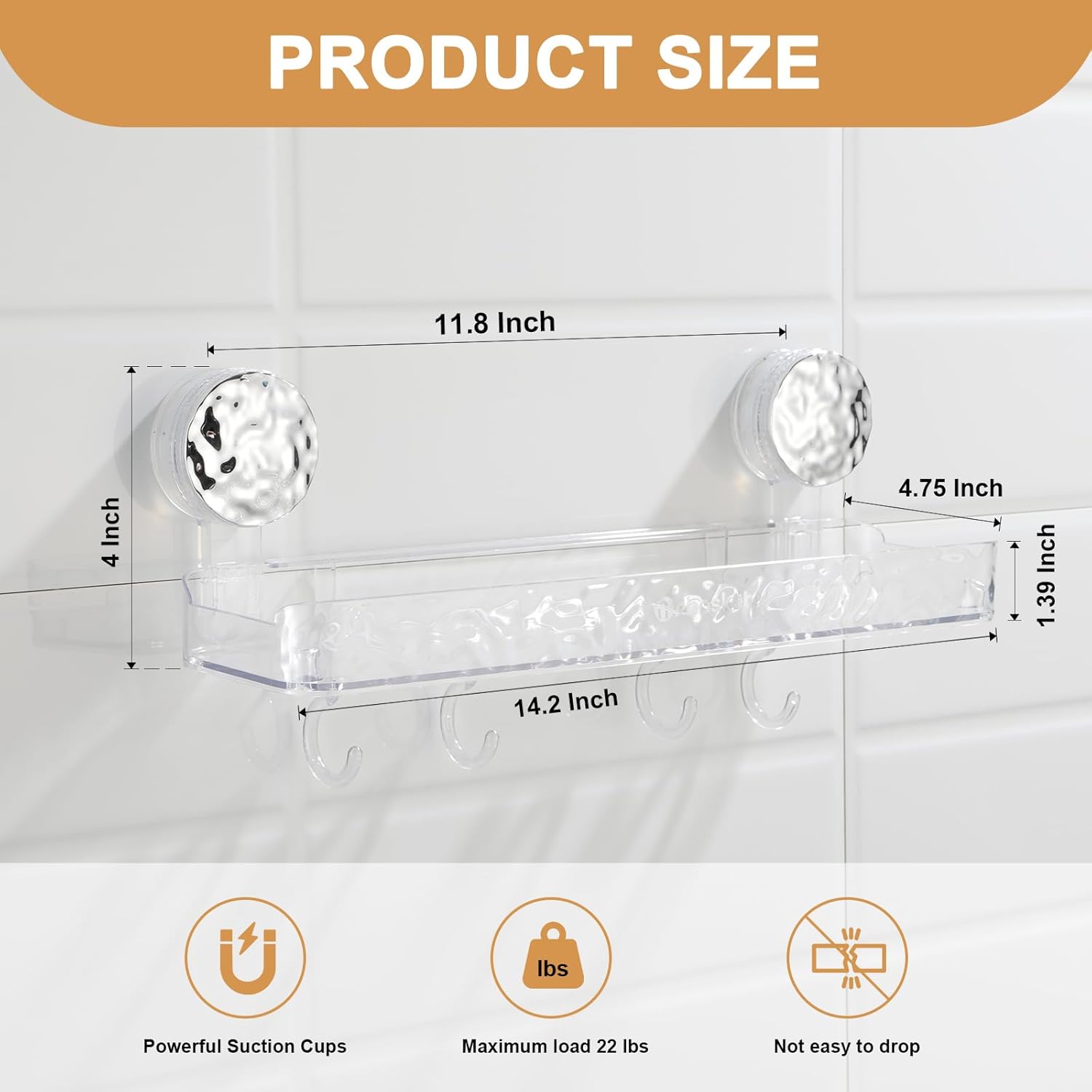 Transparent PET bathroom shelf basket with glacier design