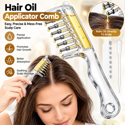 Transparent scalp serum applicator comb