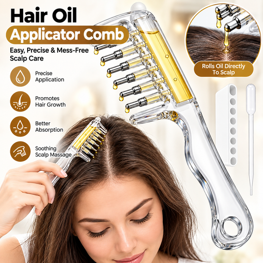 Transparent scalp serum applicator comb