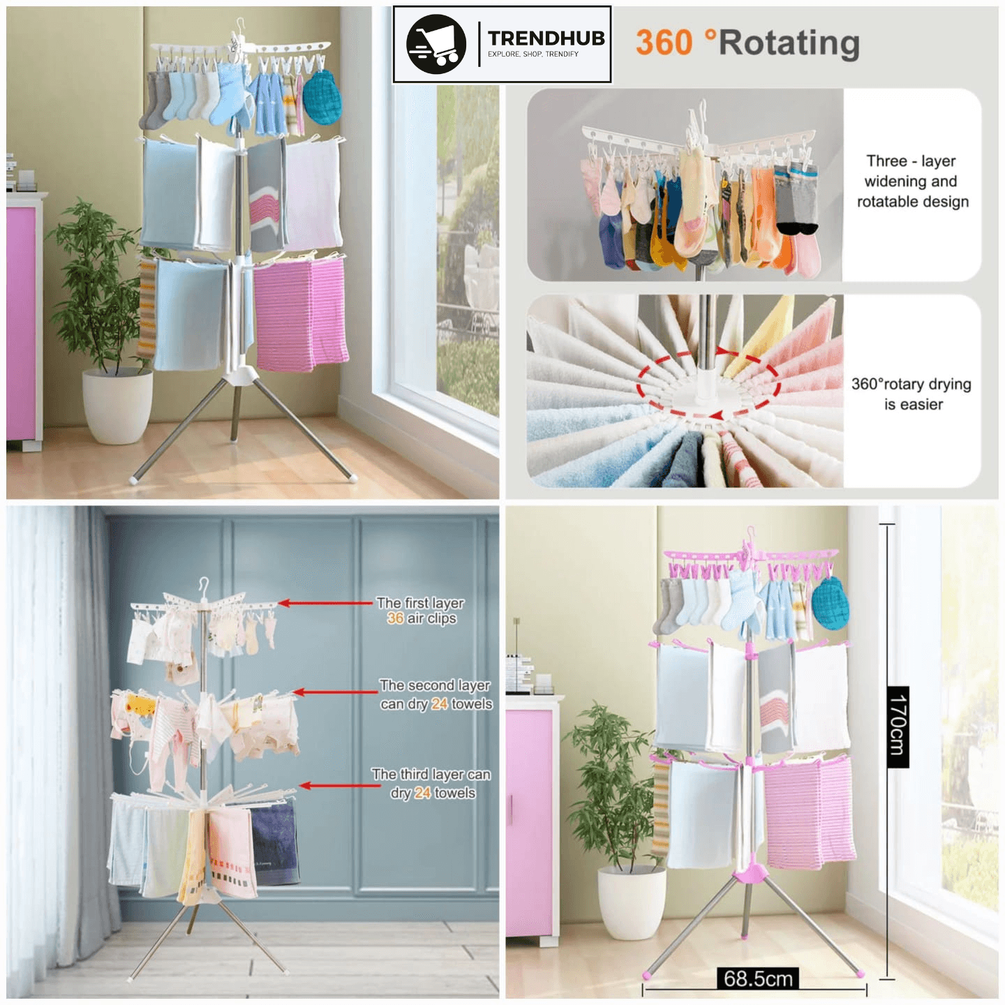 360° Clothes Drying Rack Foldable - CRIMARA