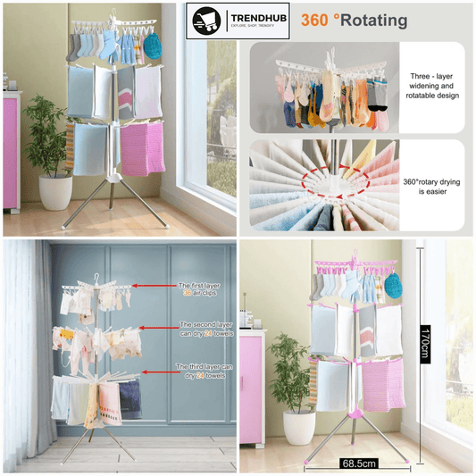 360° Clothes Drying Rack Foldable - CRIMARA