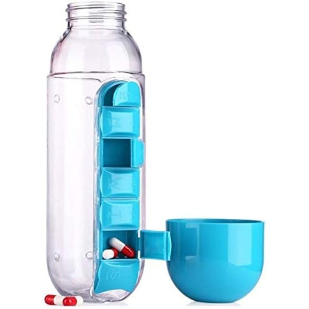 2-in-1 Water Bottle with Pill Organizer