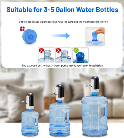 Water dispenser pump with stainless steel spout and silicone lid