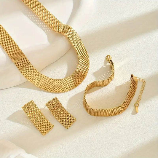 4-Piece Gold-Plated Jewelry Set – Elegant Wedding & Party Accessory - CRIMARA