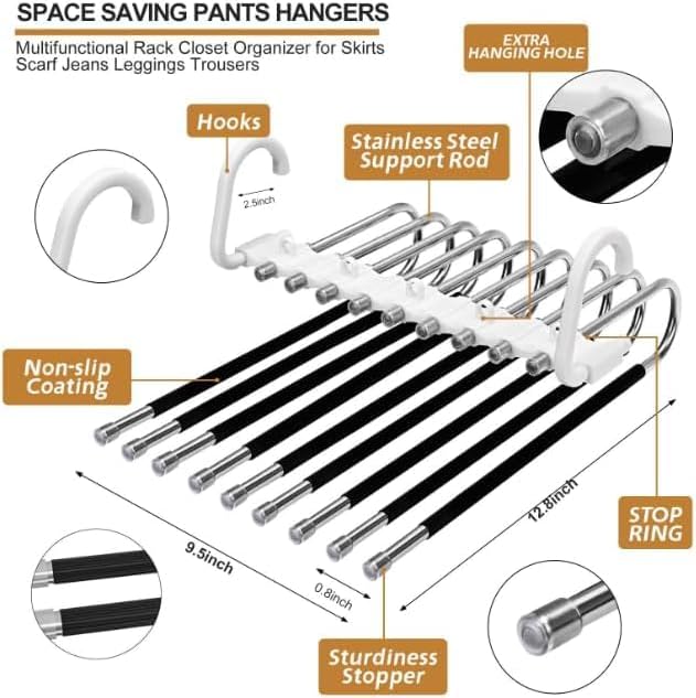 stainless steel pants hanger holding multiple jeans